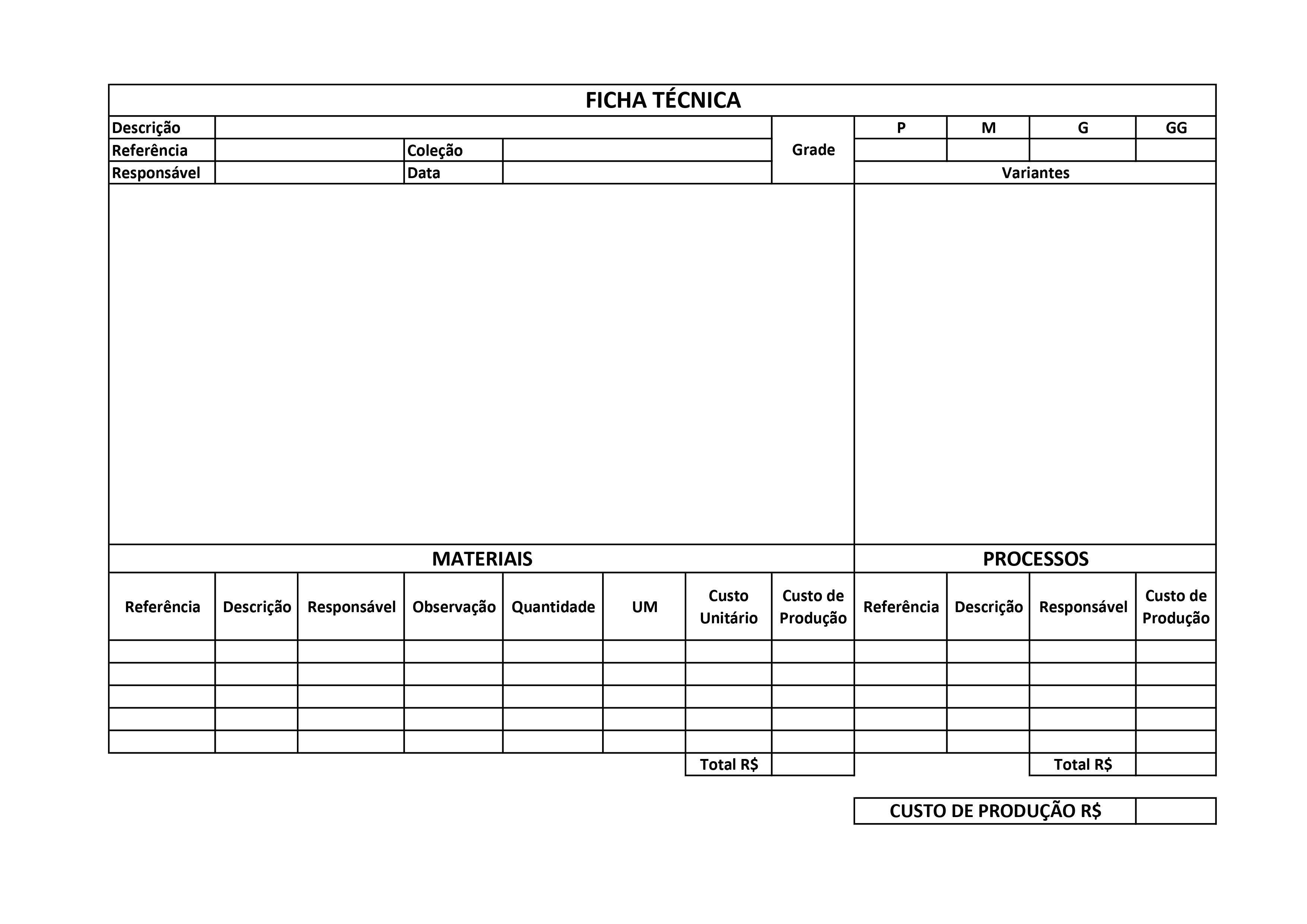 Ficha técnica de vestuário
